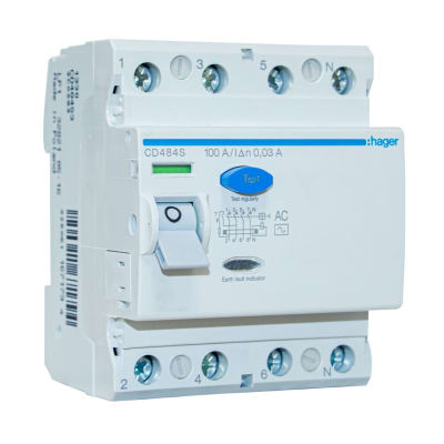 INT. RIEL DIFERENCIAL 4P 100A. TIPO AC. 30MA. HAGER
