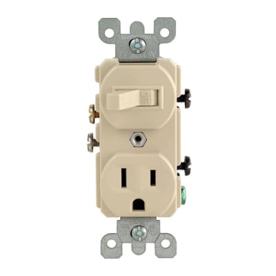 TOMA DOBLE EMPOTRABLE CON INTERRUPTOR DE PALANCA 2X15A L/T 120/125V MARFIL LEVITON
