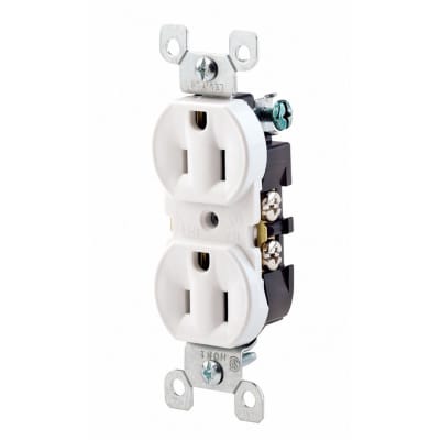 TOMA DOBLE EMPOTRABLE L/T 15A 125V BLANCO LEVITON