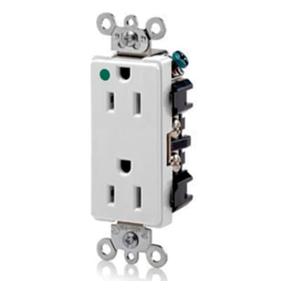 TOMA DOBLE EMPOTRABLE DECORA GRADO HOSPITALARIO L/T 15A 125V BLANCO LEVITON