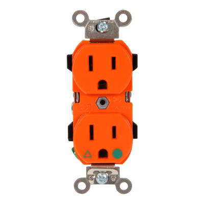 TOMA DOBLE EMPOTRABLE G/HOSPITALARIO TIERRA AISLADA 15A 125V ANARANJADO LEVITON