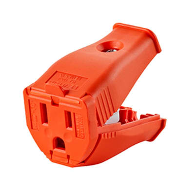 CONECTOR AEREO L/T 15A 125V CLAMPTITE C/BISAGRA PVC ANARANJADO LEVITON