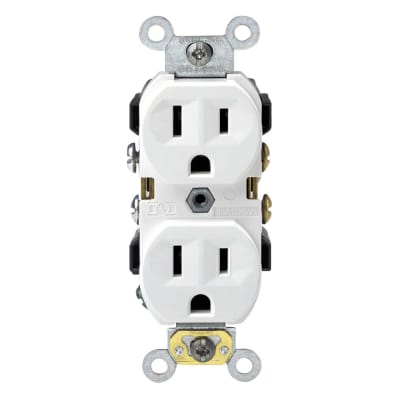 TOMA DOBLE EMPOTRABLE COMERCIAL 2X15A L/T 125V BLANCO LEVITON