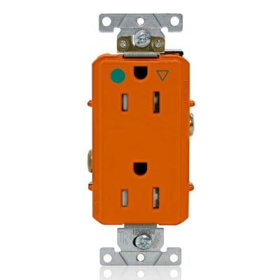 TOMA DOBLE EMPOTRABLE DECORA GRADO HOSPITALARIO TIERRA AISLADA 2X15A 125V ANARANJADO LEVITON