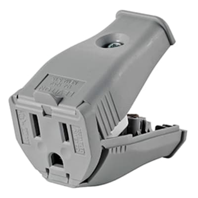 CONECTOR AEREO L/T 15A 125V CLAMPTITE C/BISAGRA PVC GRIS LEVITON