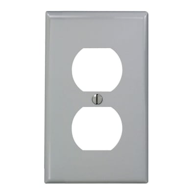 PLACA DOBLE NYLON P/TOMACORRIENTE GRIS LEVITON