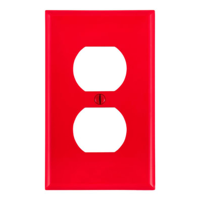 PLACA DOBLE NYLON P/TOMACORRIENTE ROJO LEVITON