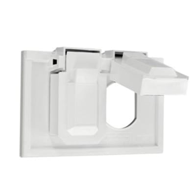 PLACA DOBLE HERMETICA HORIZONTAL NYLON BLANCA LEVITON