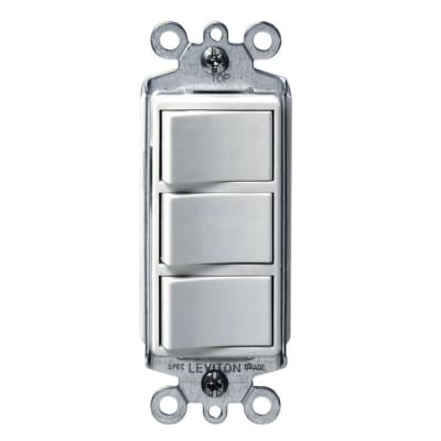 INTERRUPTOR TRIPLE DECORA 15A 250V BLANCO LEVITON