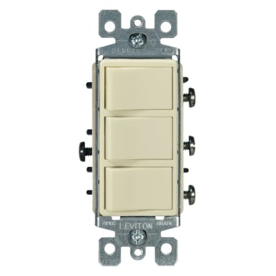 INTERRUPTOR TRIPLE DECORA 15A 250V MARFIL LEVITON