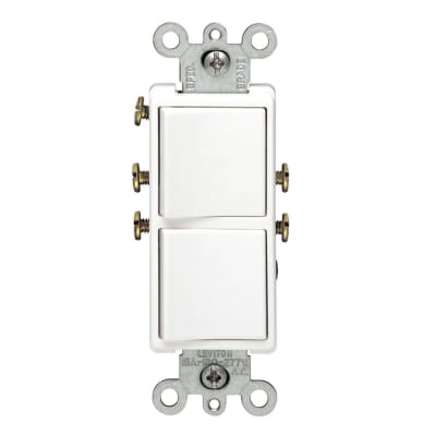 INTERRUPTOR DOBLE DECORA L/T 15A 250V BLANCO LEVITON