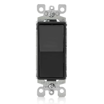 INTERRUPTOR SIMPLE DECORA 15A L/T 250V C/CONMUTACION NEGRO LEVITON