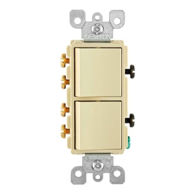 INTERRUPTOR DOBLE DECORA D/3 CONMUTACION 15A 250V MARFIL LEVITON