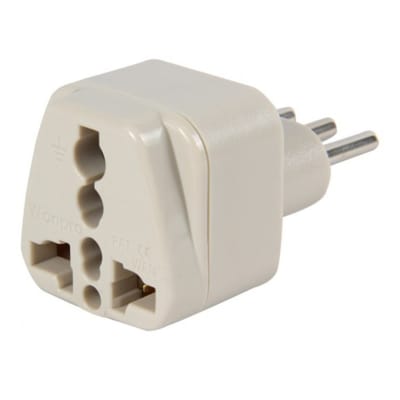 ADAPTADOR UNIVERSAL ESPIGA TRES EN LINEA 10A 250V COLOR GRIS WONPRO
