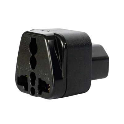 ADAPTADOR UNIVERSAL 10A 250V CON L/T A ENCHUFE TIPO IEC320 C13 EN COLOR NEGRO WONPRO