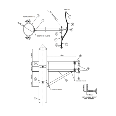 ARMADO TIPO 2VFE ESTRUCTURA DE DOBLE VANO FLOJO CON EXTENSOR GALV CALIENTE ARAGCU AR