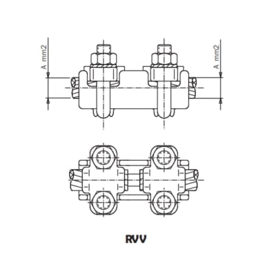 EMPALME RECTO Y DERIVACION EN “T” PARA CABLE/VARILLA DE COBRE Ø:25-70MM RVV-25/70 ARAGCU AS