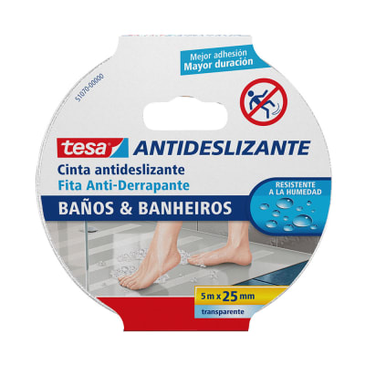 CINTA ANTIDESLIZANTE BAÑOS 5M X 25MM TESA