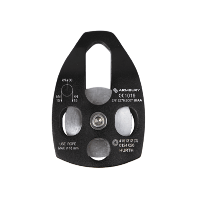 POLEA SIMPLE MOVIL REFORZADA ALUMINIO 16MM NEGRO 30 kN CE EN 12278 HURTH MOBILE BLACK 4151312 ARMBURY