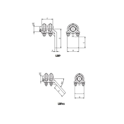 CONECTOR A 90° PARA TUBO CU A PLETINA CU Ø:50/60MM LBP-5044 ARAGCU AS