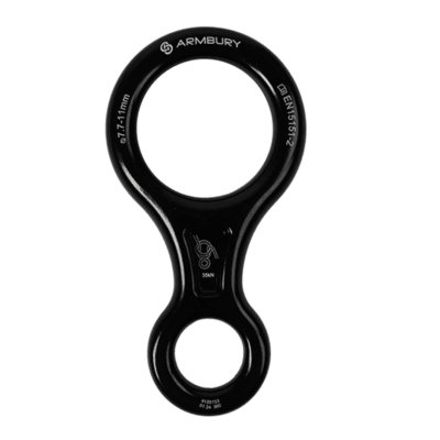 DESCENSOR TIPO OCHO ALUMINIO NEGRO 35 kN EN 15151 2 FIGURE 8 BLACK 4153133 ARMBURY