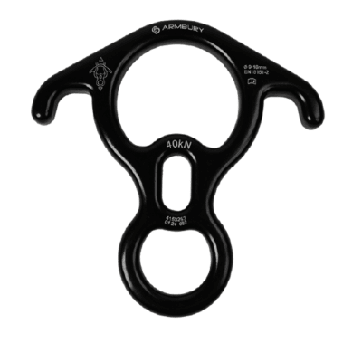DESCENSOR TIPO OCHO CON OREJAS ALUMINIO NEGRO 40 kN EN 15151 2 FIGURE 8 RES 4153253 ARMBURY