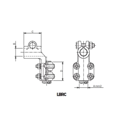 CONECTOR ACODADO BORNA ROSCADA CU A CABLE CU Ø:180-250MM LBRC-M20250 ARAGCU AS