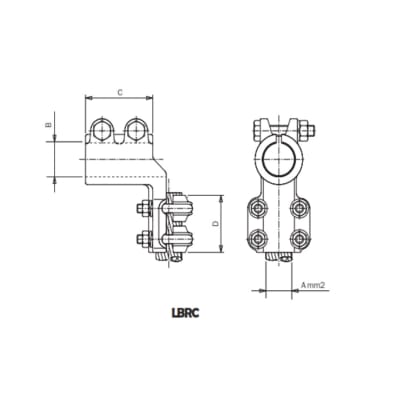 CONECTOR ACODADO BORNA ROSCADA CU A CABLE CU Ø:300-400MM LBRC-M30400 ARAGCU AS
