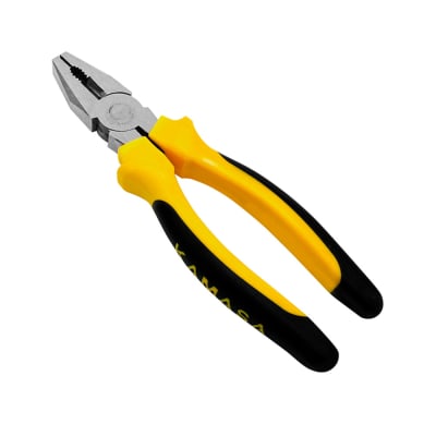 ALICATE UNIVERSAL 8'' ACERO CROMADO CON MANGO DE GOMA AMARILLO KAMASA