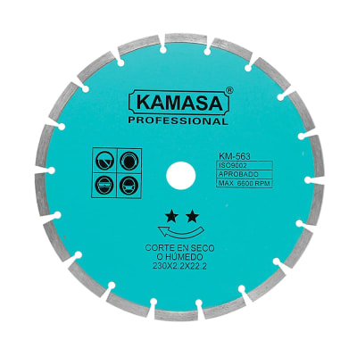 DISCO DE CORTE 230 PARA CORTES SECOS/HUMEDOS EN ACERO KAMASA