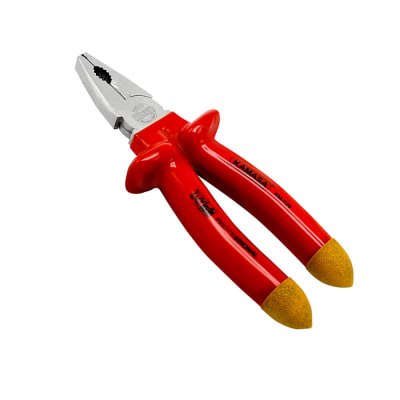 ALICATE UNIVERSAL 8'' AMARILLO DE ACERO CON RECUBRIMIENTO DE JEBE KAMASA