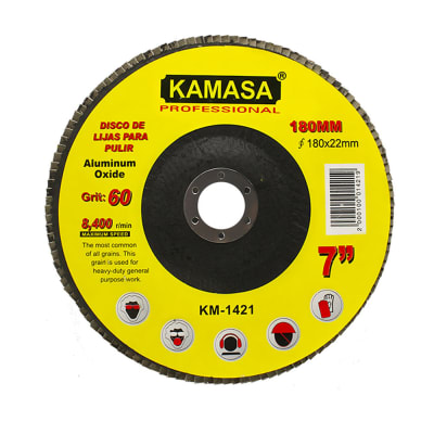 DISCO LIJA PARA PULIR P60 180MM X 22.23 KAMASA