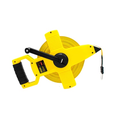 WINCHA PLASTICA 50 METROS CON ASA AMARILLA KAMASA