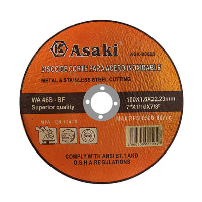 DISCO DE CORTE PARA ACERO INOX 180X1.6X22.23 KAMASA