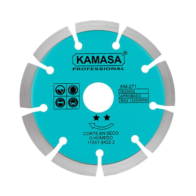 DISCO DE CORTE DIAMANTADO 115 DE ACERO RESISTENTE A GOLPES Y CALOR KAMASA