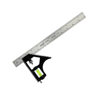 ESCUADRA DE ACERO 12'' PLATA FLEXIBLE PARA MEDICION Y MARCADO KAMASA