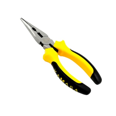ALICATE DE ACERO CROMADO CON PUNTA LARGA AMARILLO KAMASA