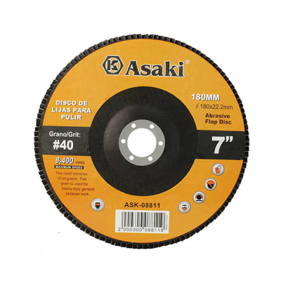 DISCO DE LIJAS PARA PULIR OXIDO DE ALUMINIO P40 DE 180 MM KAMASA