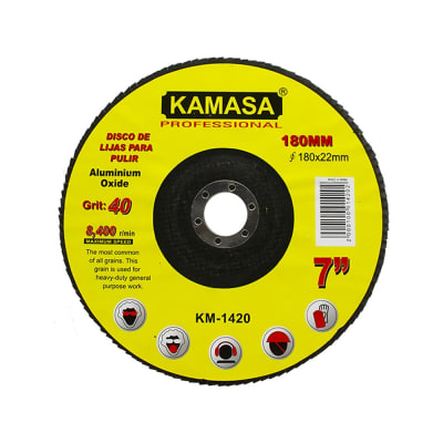 DISCO LIJA PARA PULIR P40 180MM X 22.23 KAMASA