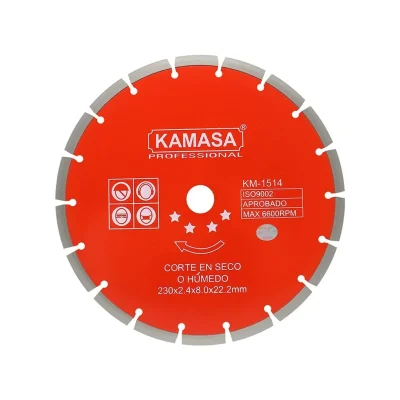 DISCO DIAMANTADO 230 PARA CORTE EN CONCRETO Y PIEDRA KAMASA