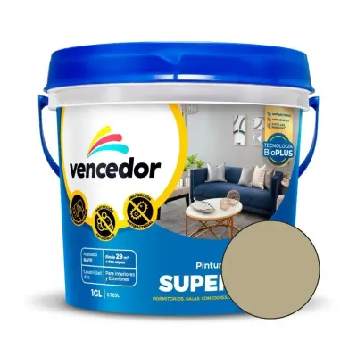 PINTURA LATEX SUPERMATE ANTIBACTERIAL NUEVO BLANCO HUMO 1 GALON VENCEDOR