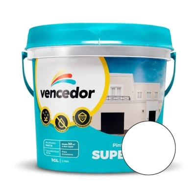 PINTURA LATEX SUPERMATE EXTERIORES NUEVO BLANCO 1 GALON VENCEDOR