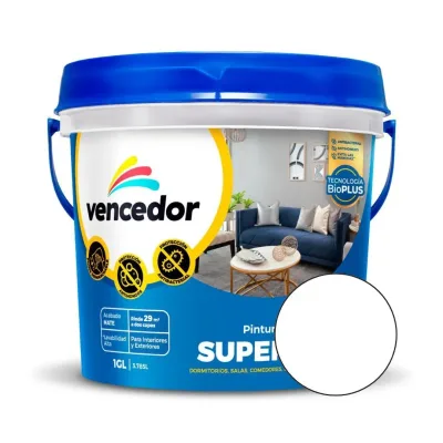 PINTURA LATEX SUPERMATE ANTIBACTERIAL NUEVO BLANCO DECORA 1 GALON VENCEDOR