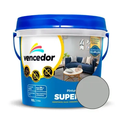 PINTURA LATEX SUPERMATE ANTIBACTERIAL NUEVO GRIS ORIENTE 1 GALON VENCEDOR
