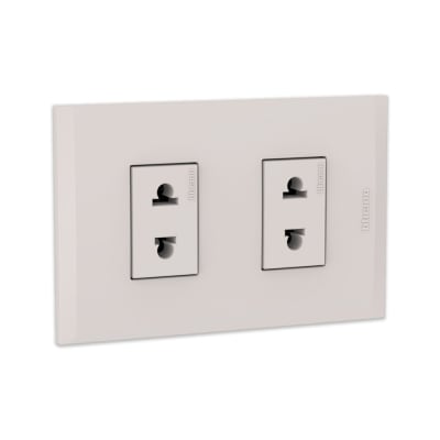 TOMACORRIENTE UNIVERSAL DOBLE MODUS4 POLICARBONATO BEIGE BTICINO