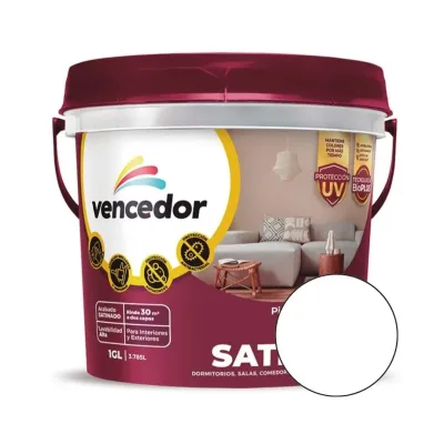PINTURA LATEX SUPERSATINADO BLANCO DECORATIVO 1 GALON VENCEDOR