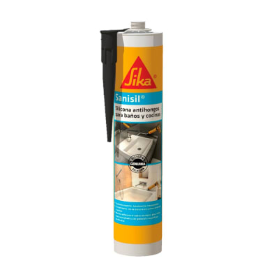 SILICONA SANISIL NEGRO 280ML RESISTENTE AL MOHO - USO EN BAÑOS Y COCINAS SIKA
