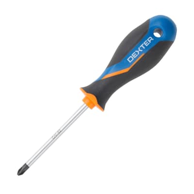 DESARMADOR PH2 DE ACERO CROMADO CON MANGO AZUL DE 100MM DEXTER