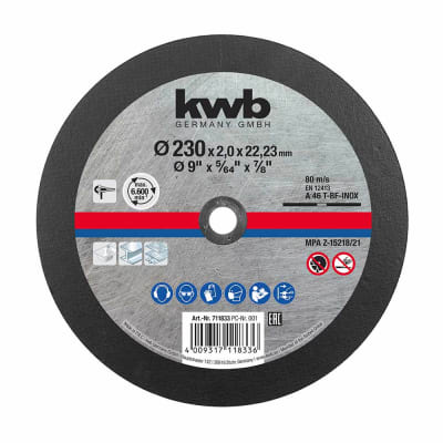 DISCO DE CORTE 230X1.9 MM CARBURO DE SILICIO KWB GRIS