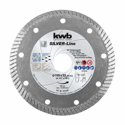 DISCO DIAMANTADO TURBO SILVER 115MM PARA CORTES EN SECO O HUMEDO KWB